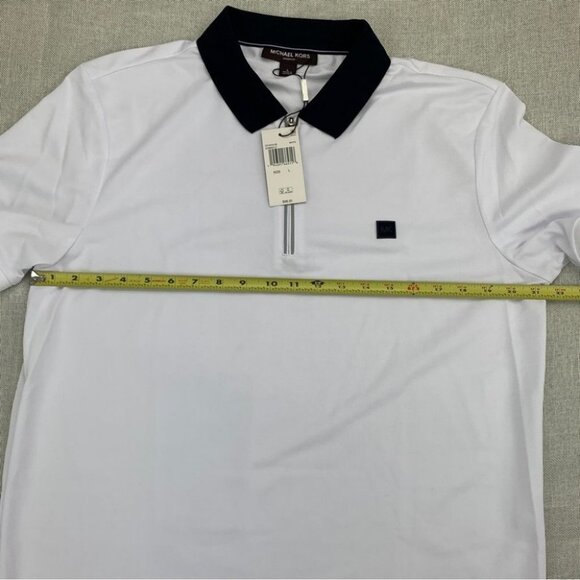 MK Half-Zip Polo Shirt White Michael Kors Size L - Picture 8 of 11